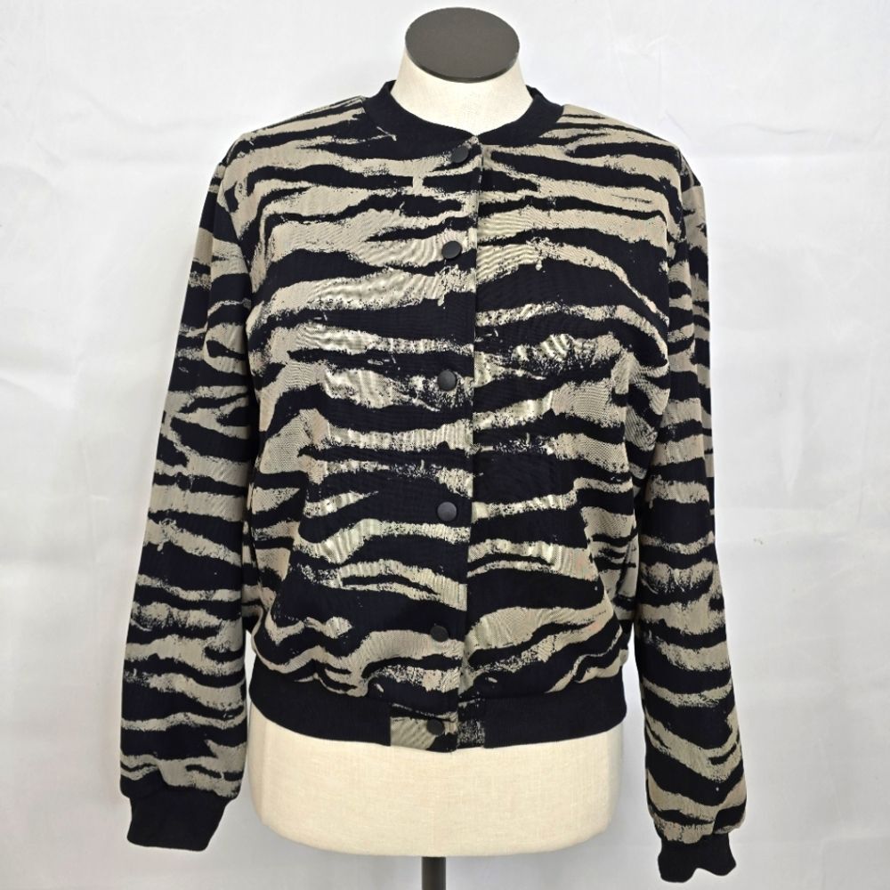 NWT Wantdo Secret Zebra Striped Bomber Jacket Sz XL